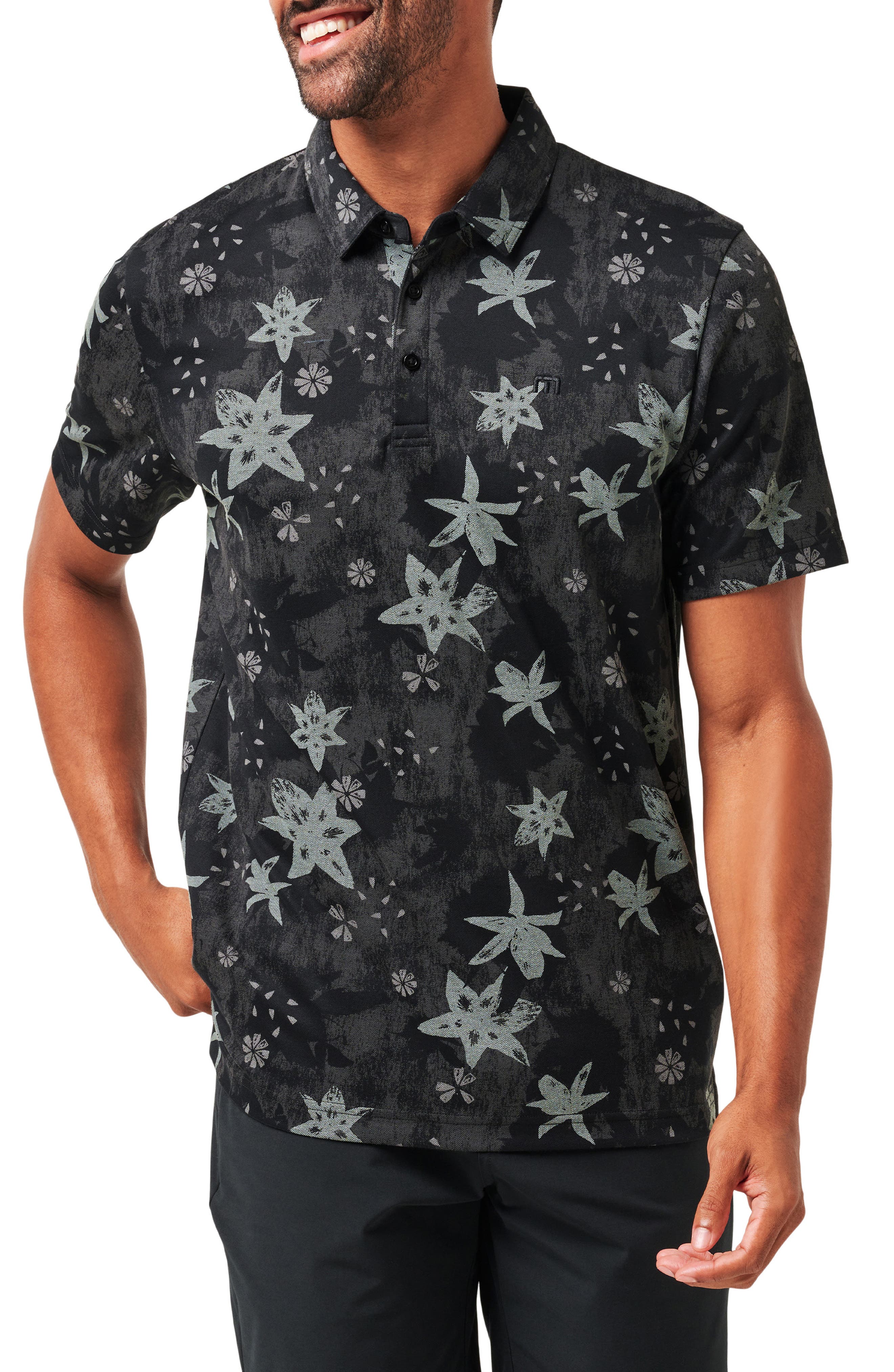 TravisMathew Trek Tide Floral Cotton Blend Piqué Polo