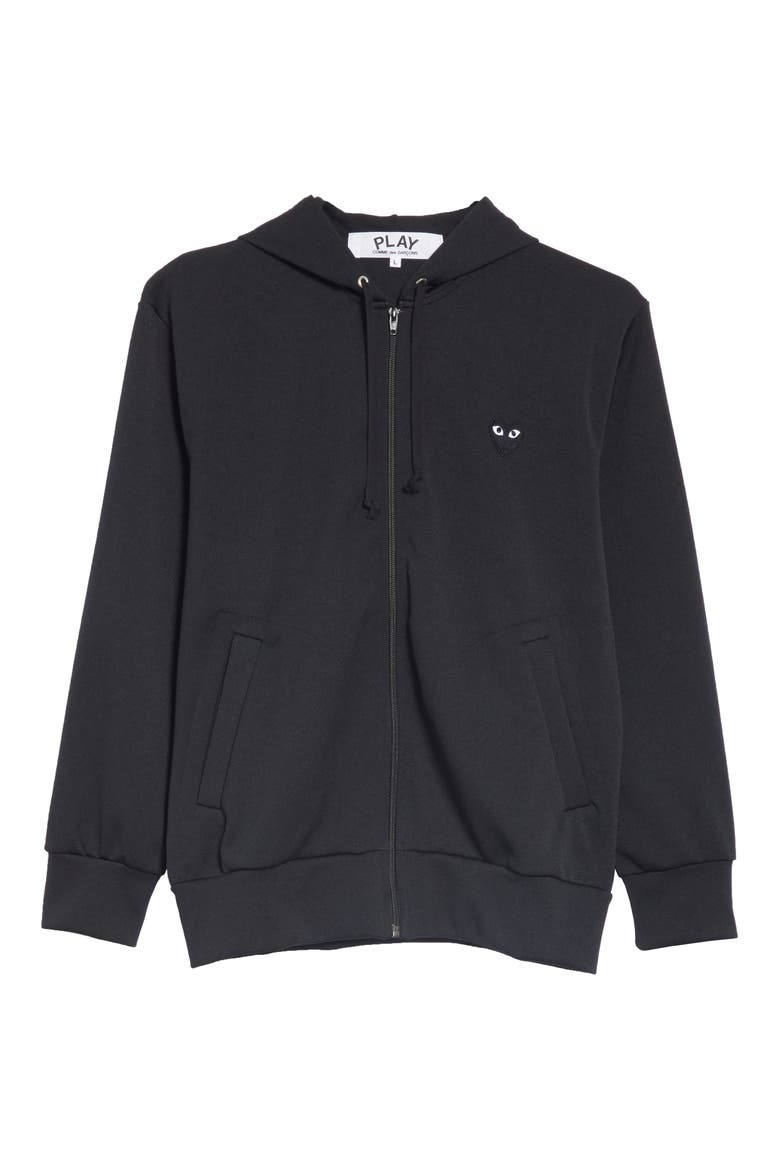 Big Black Heart Zip Hoodie, Alternate, color, BLACK
