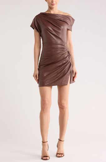 Simkhai Nordi Faux Leather Ruched Minidress