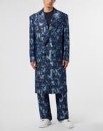PHILIPP PLEIN Jacquard Denim Coat Monogram Men