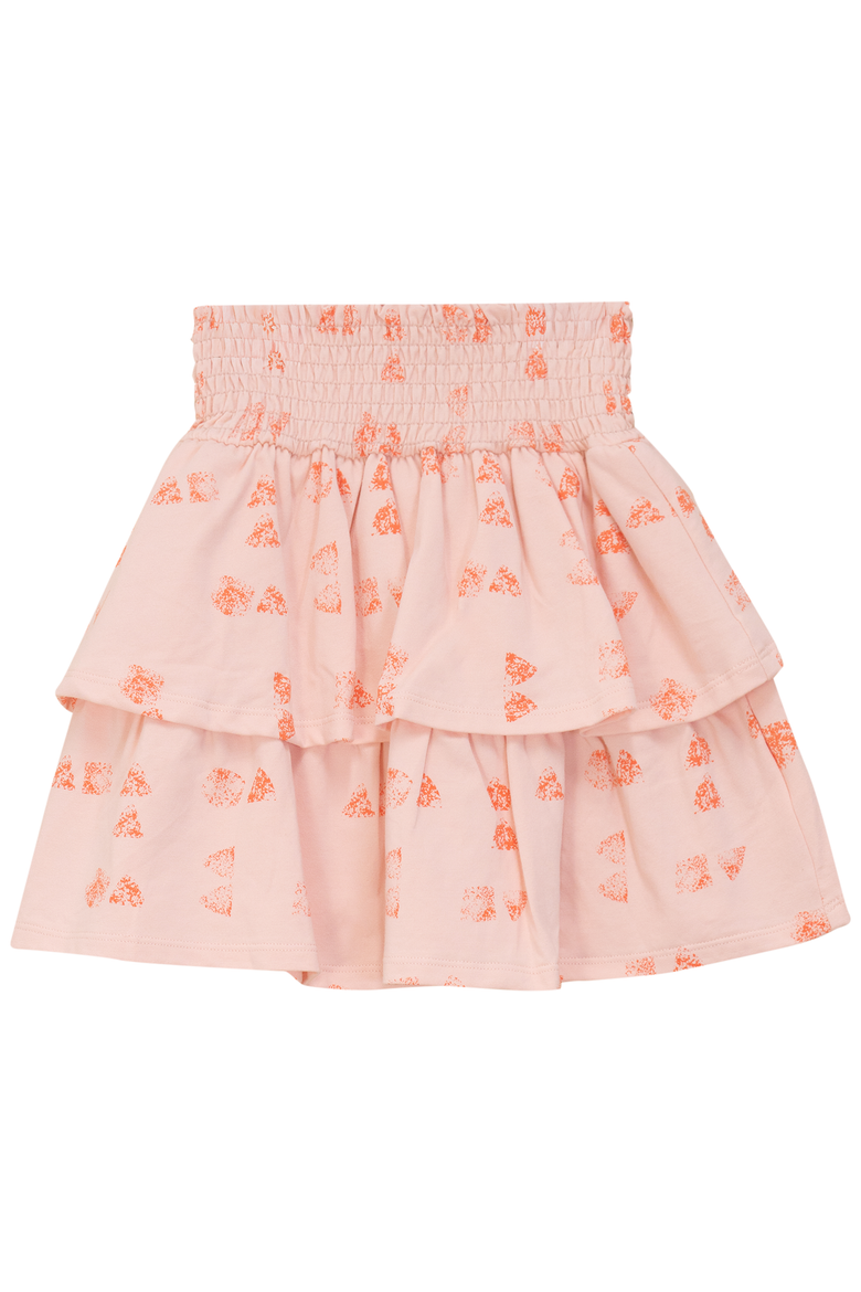 Faded Art Smocked Waist Layered Skirt, Main, color, Peach