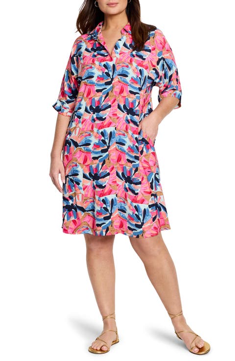 Firework Foliage Devo Shift Dress (Plus)