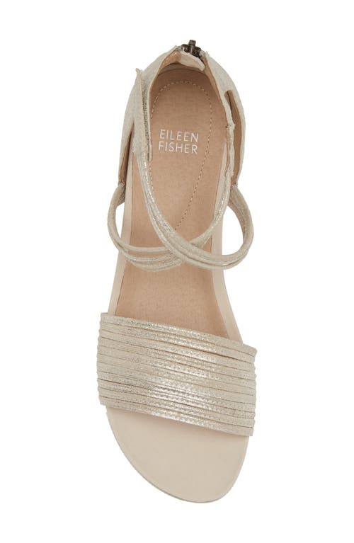 Eileen Fisher Shea Metallic Crisscross Comfort Sandals In Platinum