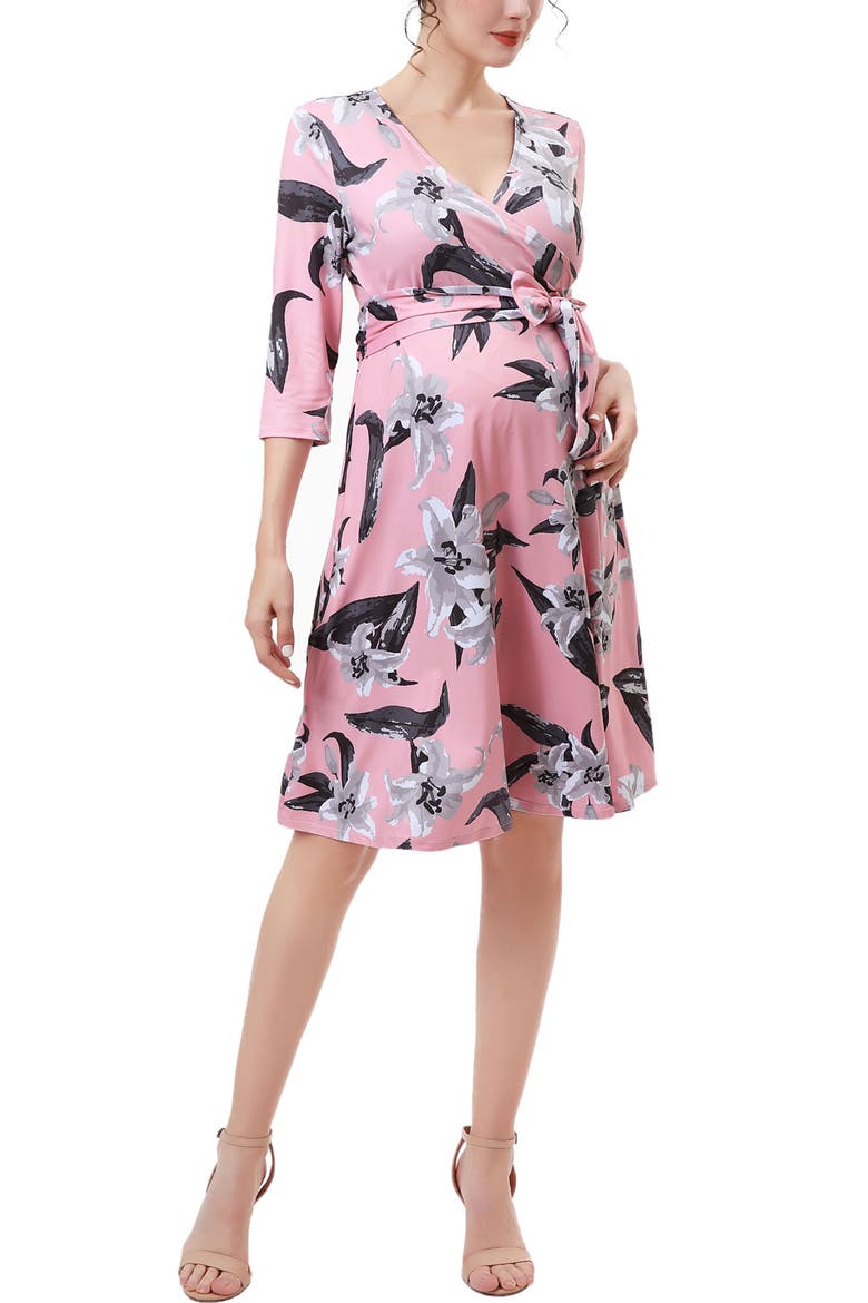 Sophie Floral Faux Wrap Maternity Nursing Dress, Alternate, color, Multicolored