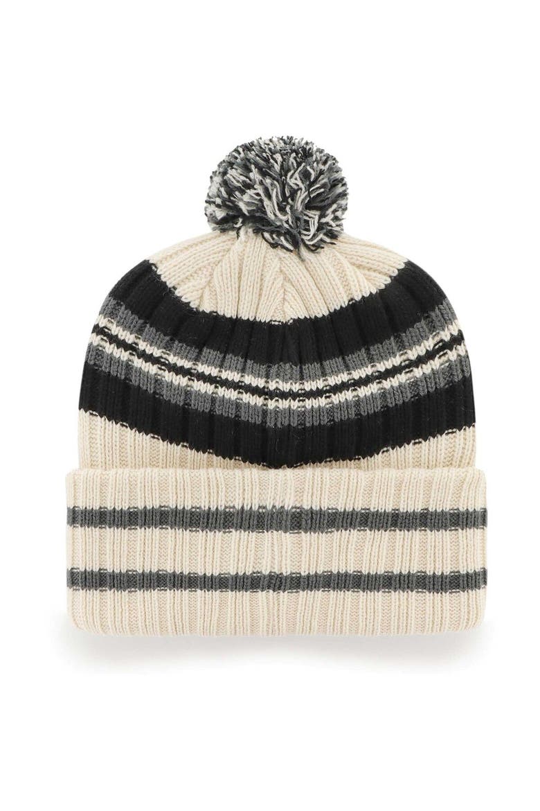Men's '47 Cream Vegas Golden Knights Hone Patch Cuffed Knit Hat with Pom, Alternate, color, Cream