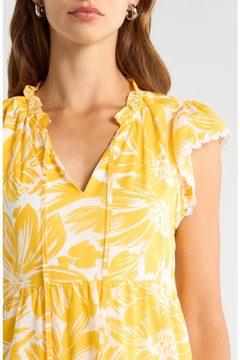 Joni Flutter Sleeve Ruffle Hem Dress, Alternate, color, CREAM-GOLD