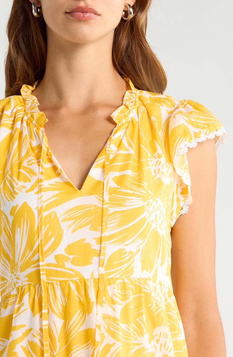SUGARLIPS Joni Flutter Sleeve Ruffle Hem Dress, Alternate, color, Cream-Gold