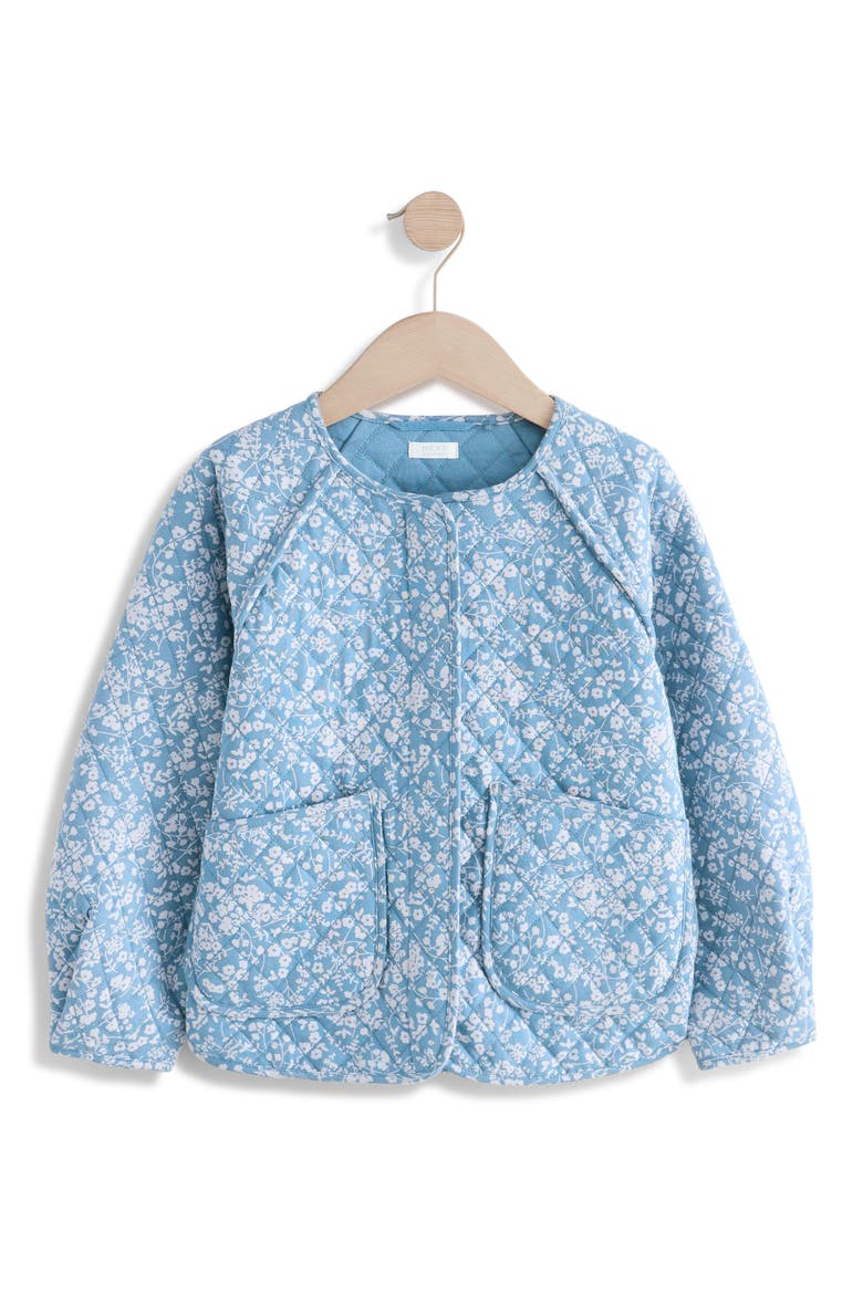 Kids' Floral Cotton Snap-Up Jacket, Main, color, BLUE