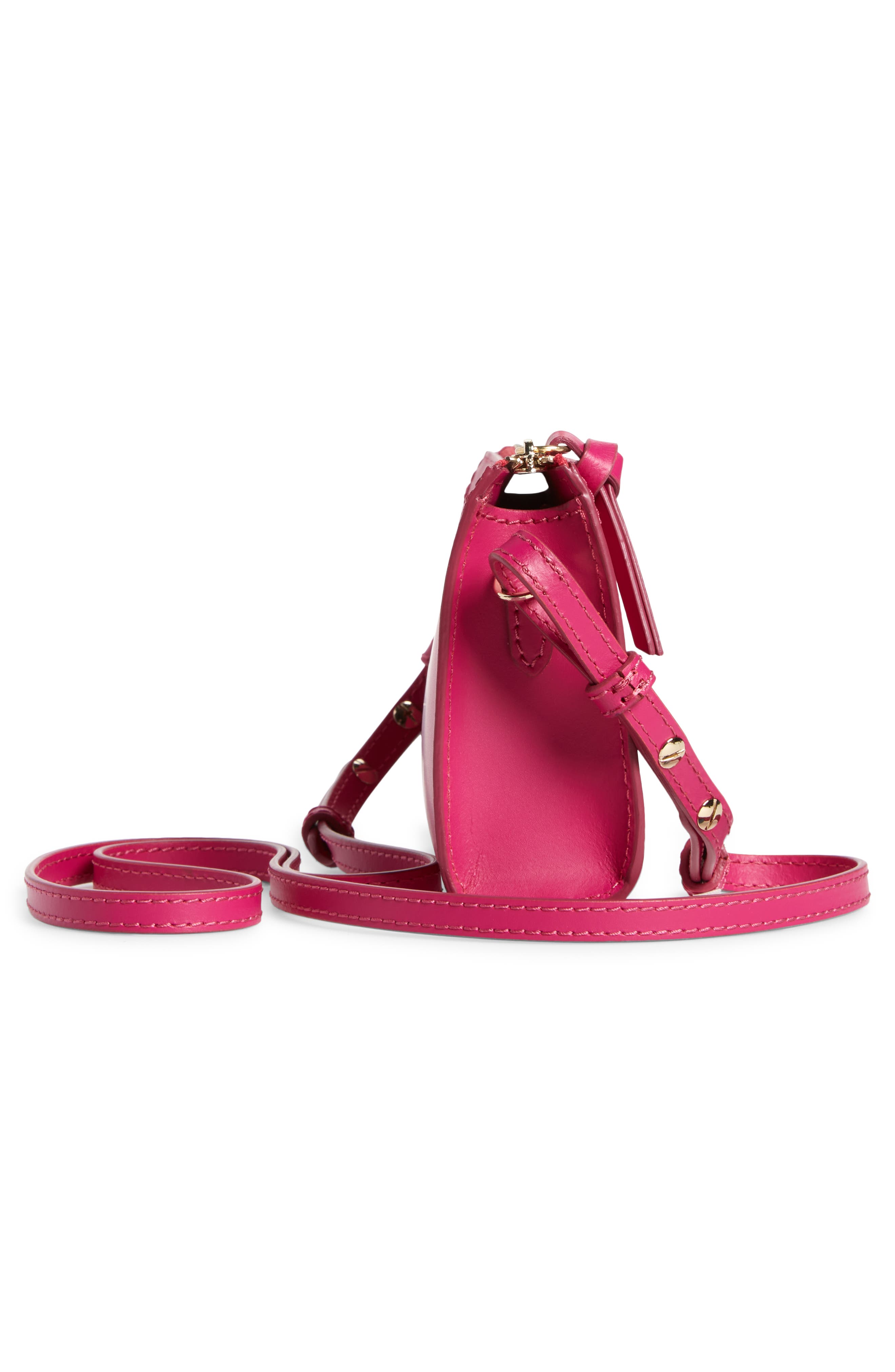 Les Second Leather Crossbody Wallet (Nordstrom Exclusive), Alternate, color, FUCHSIA