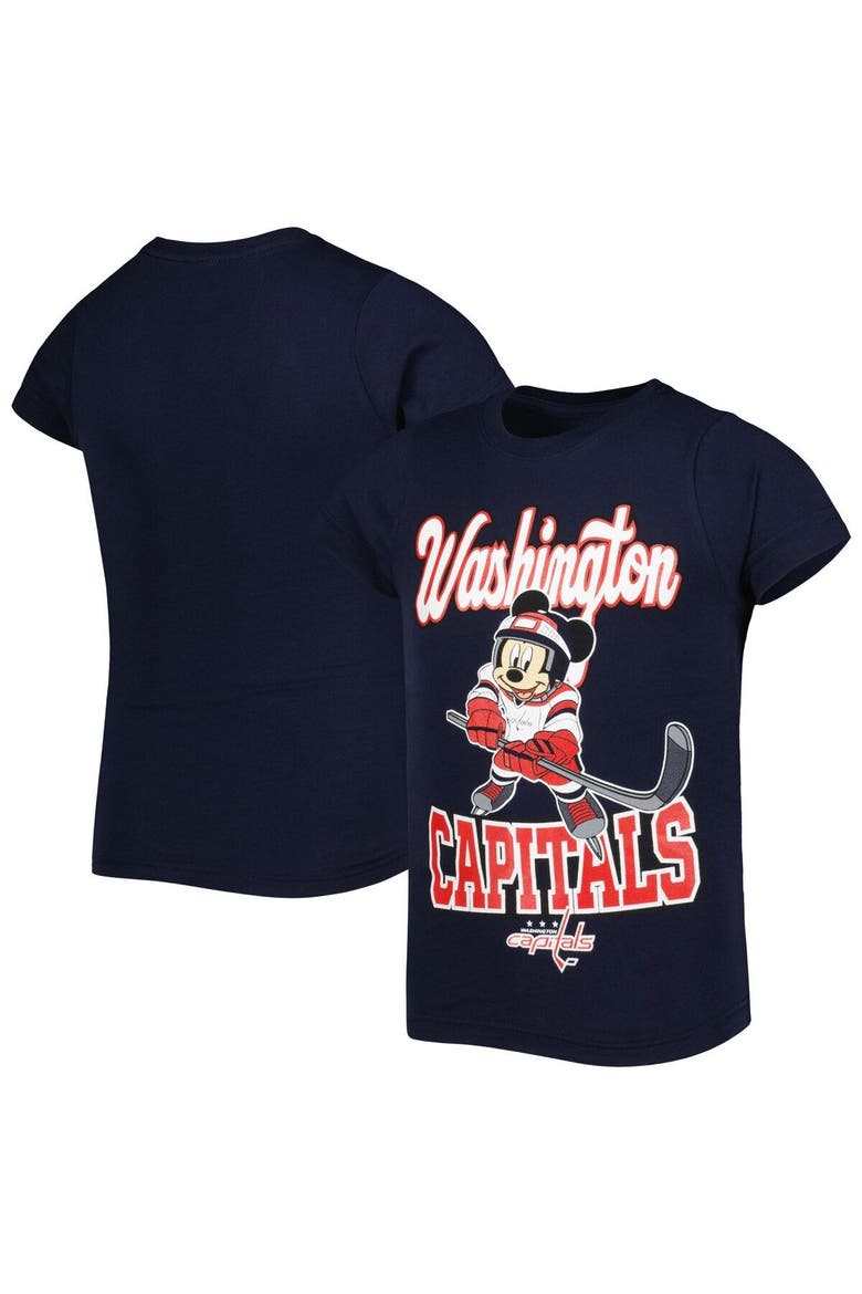 Girls Youth Navy Washington Capitals Mickey Mouse Go Team Go T-Shirt, Main, color, Navy