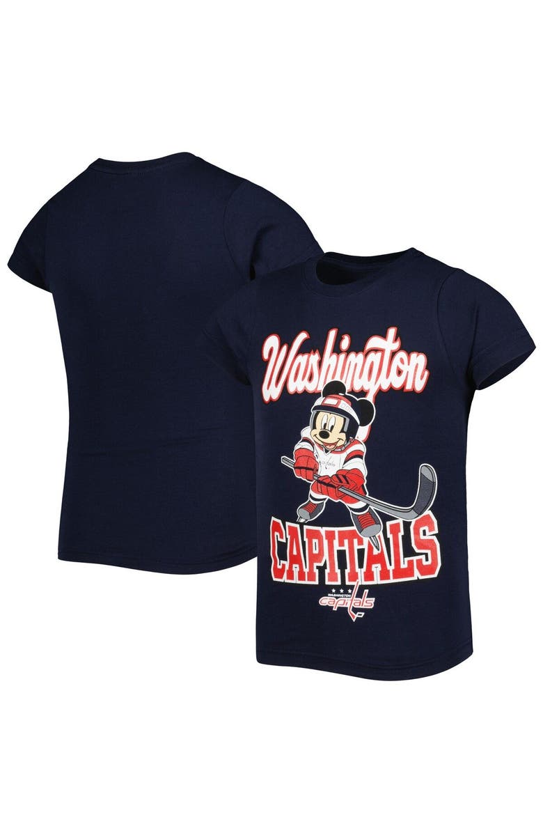 Outerstuff Girls Youth Navy Washington Capitals Mickey Mouse Go Team Go T-Shirt, Main, color, Navy