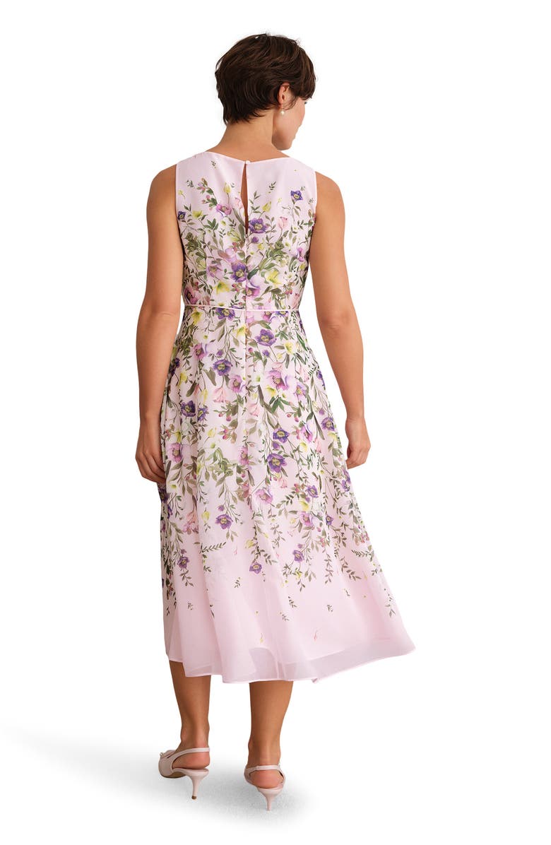 HOBBS LONDON Carly Fit Flare Midi Dress, Alternate, color, Pale Pink Multi