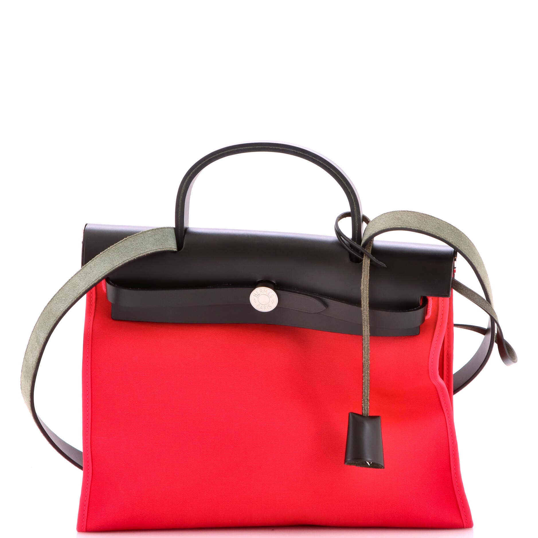 Pre-Owned Hermes Herbag Zip Leather and Toile 31, Main, color, Rose Extreme