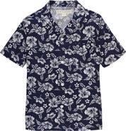 Hope & Henry Boys' Linen Short Sleeve Camp Shirt, Kids