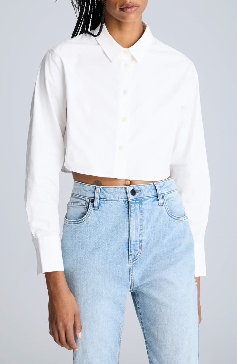 Kenneth Cole Crop Stretch Cotton Blend Button-Up Shirt, Main, color, 