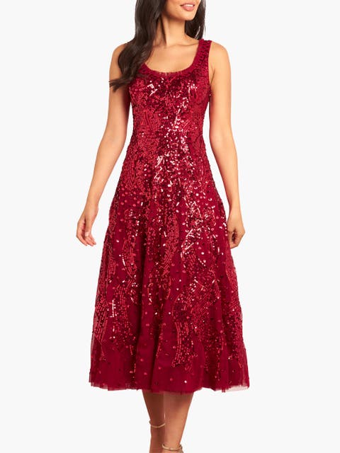 Sequin Ribbon Scoop Neck Ballerina Dress