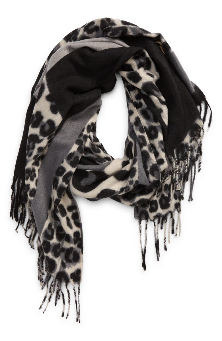 NATASHA Tasha Leopard Print Patchwork Scarf, Main, color,