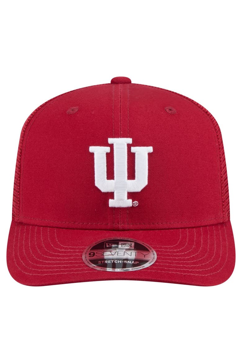 Men's New Era Crimson Indiana Hoosiers Primary 9SEVENTY Trucker Stretch-Snap Hat, Alternate, color, Crimson