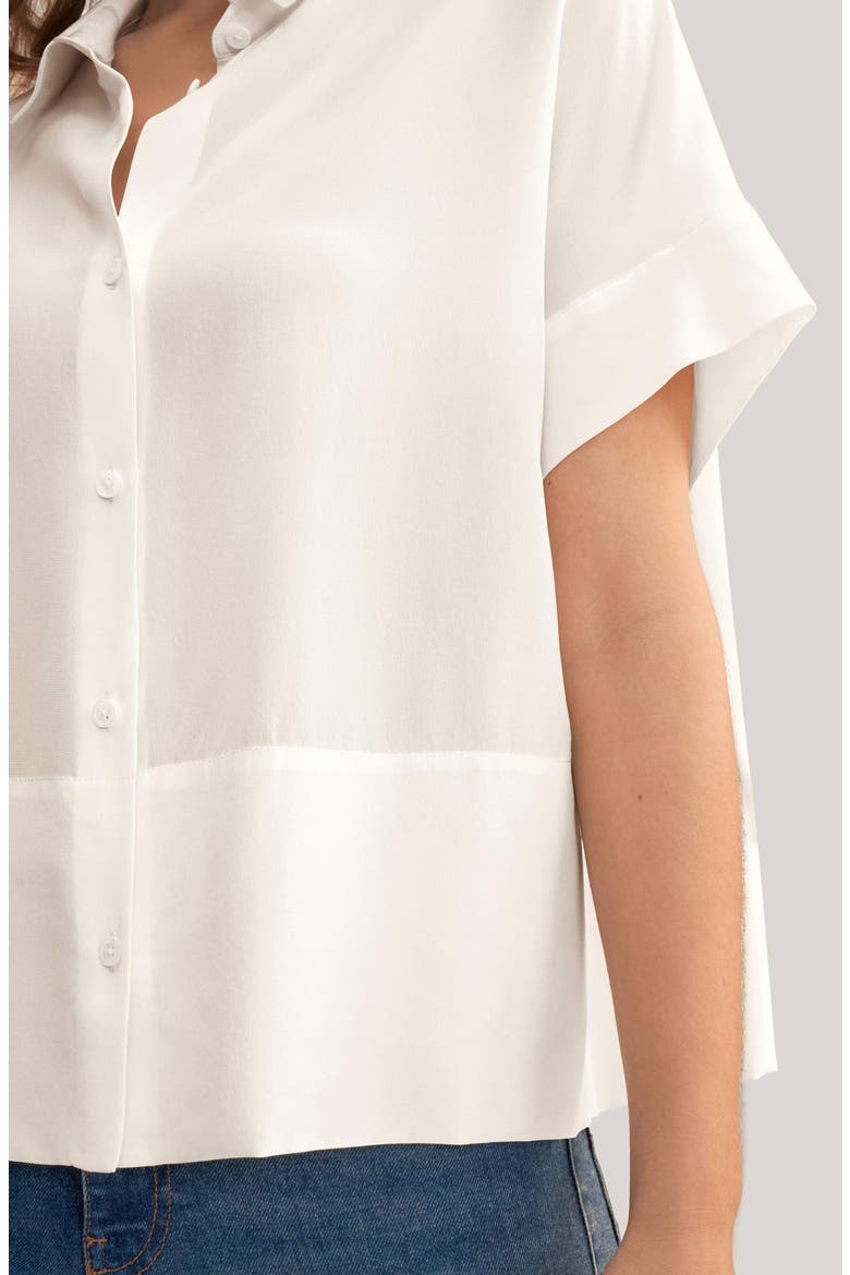 Women's Casual Short Sleeves Loose Silk T-Shirt, Alternate, color, Natural White