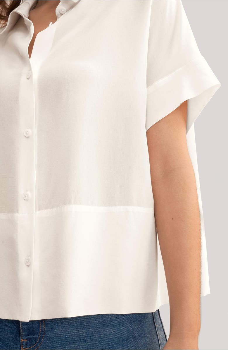 Lilysilk Women's Casual Short Sleeves Loose Silk T-Shirt, Alternate, color, Natural White