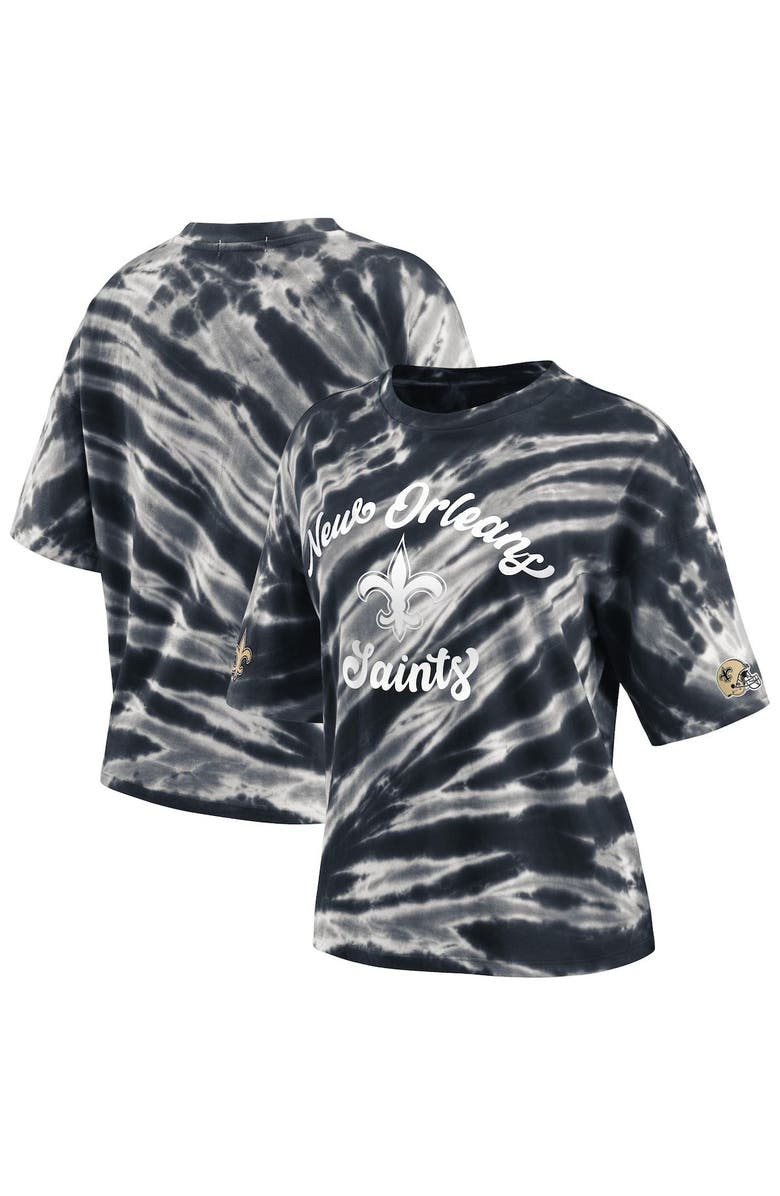 WEAR by Erin Andrews Women's WEAR by Erin Andrews Black New Orleans Saints Tie-Dye T-Shirt, Main, color, Black