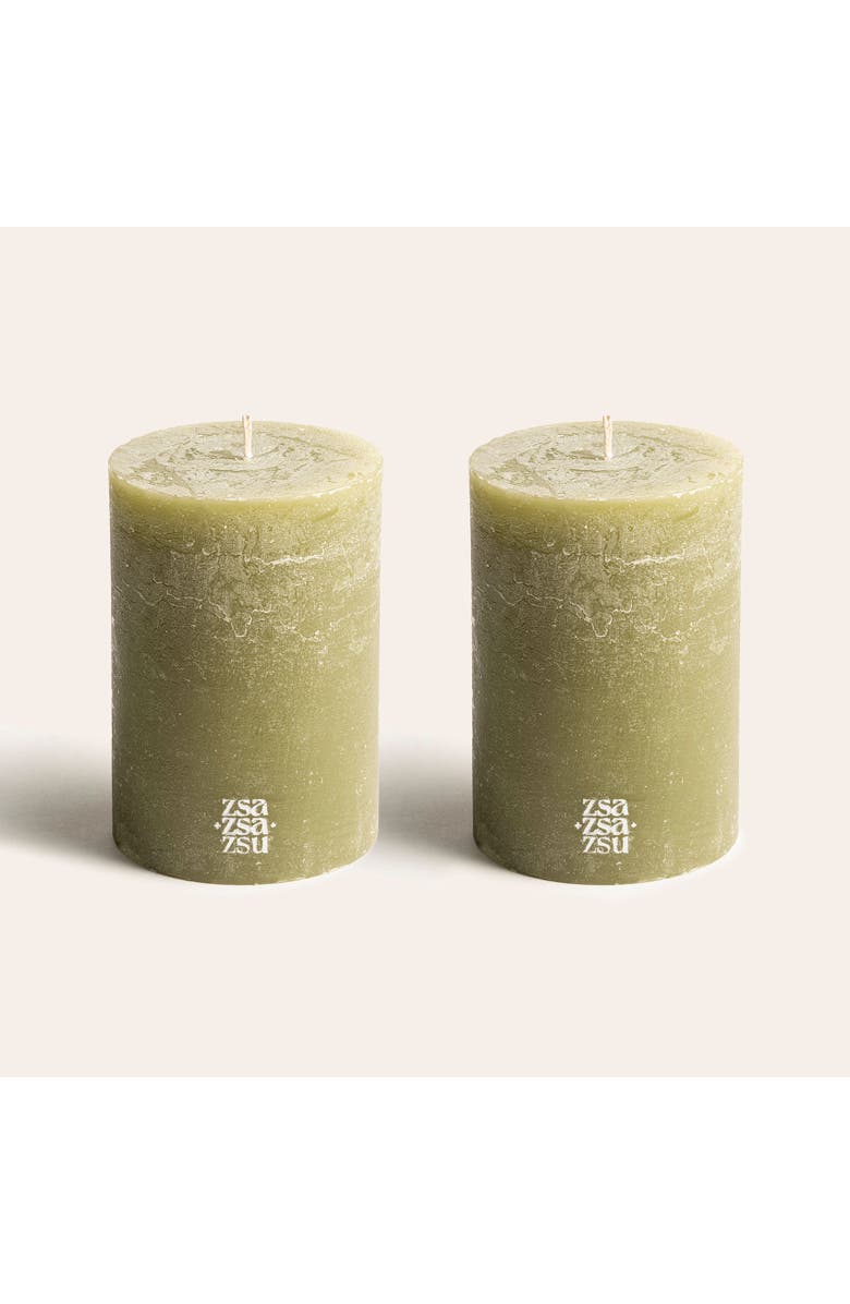 Zsa Zsa Zsu Deurne Pillar Candle 5 in Set of 2, Main, color, Green