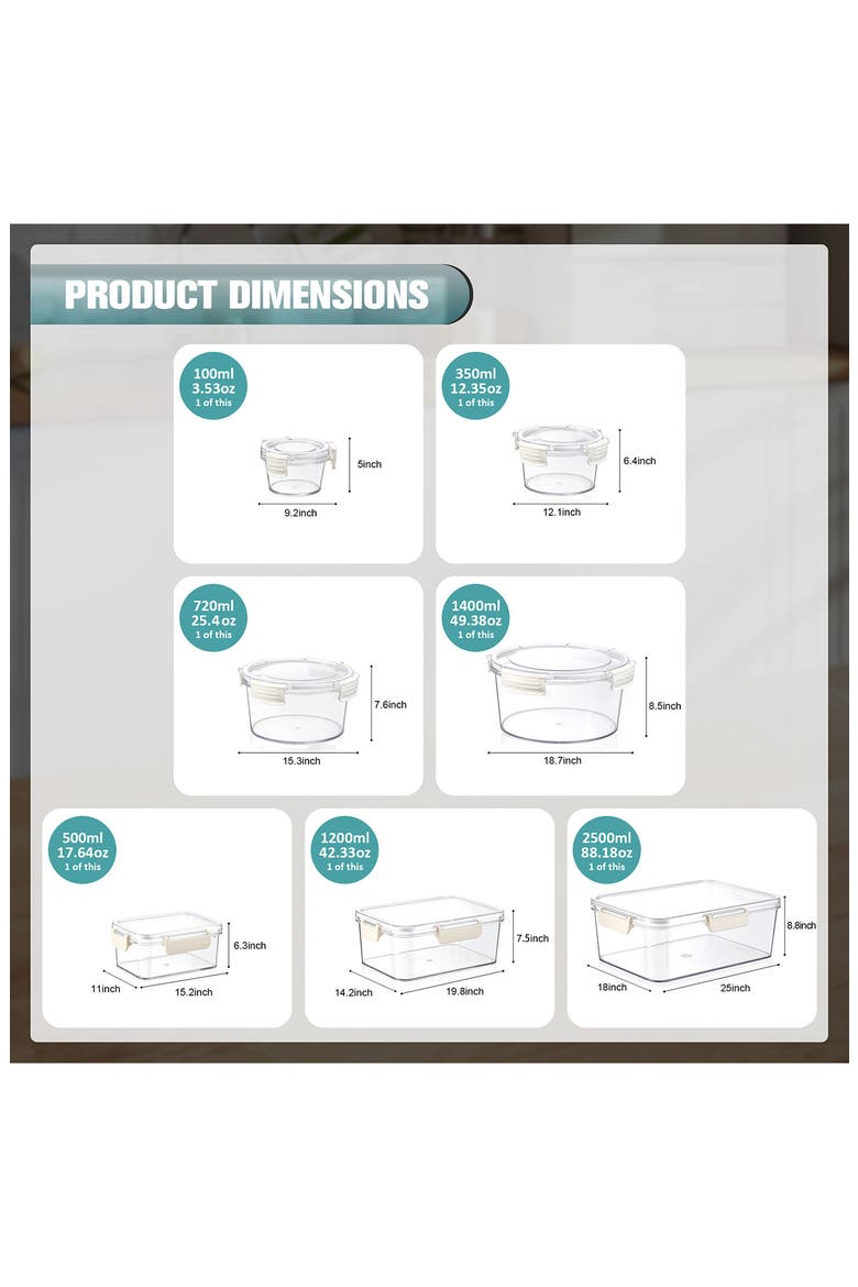 7-Piece Food Storage Container Set, Alternate, color, NO COLOR