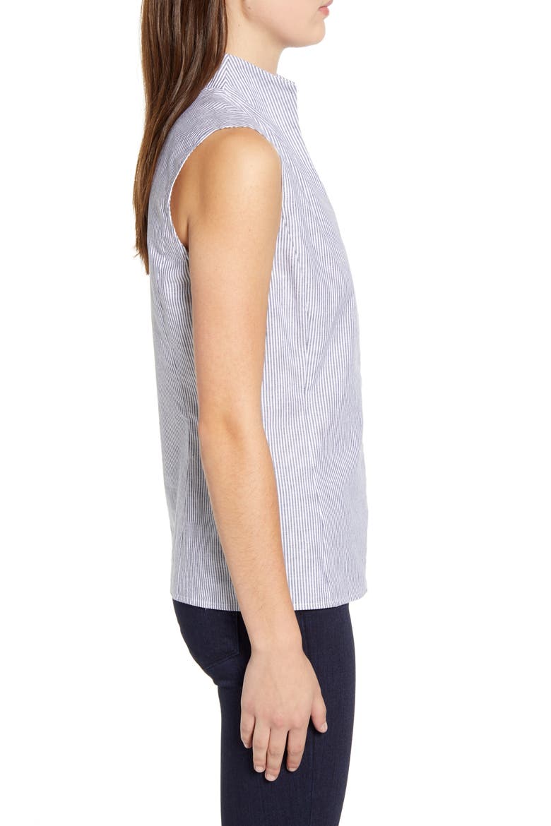 Stripe Woven Tank, Alternate, color, BLACK/ WHITE