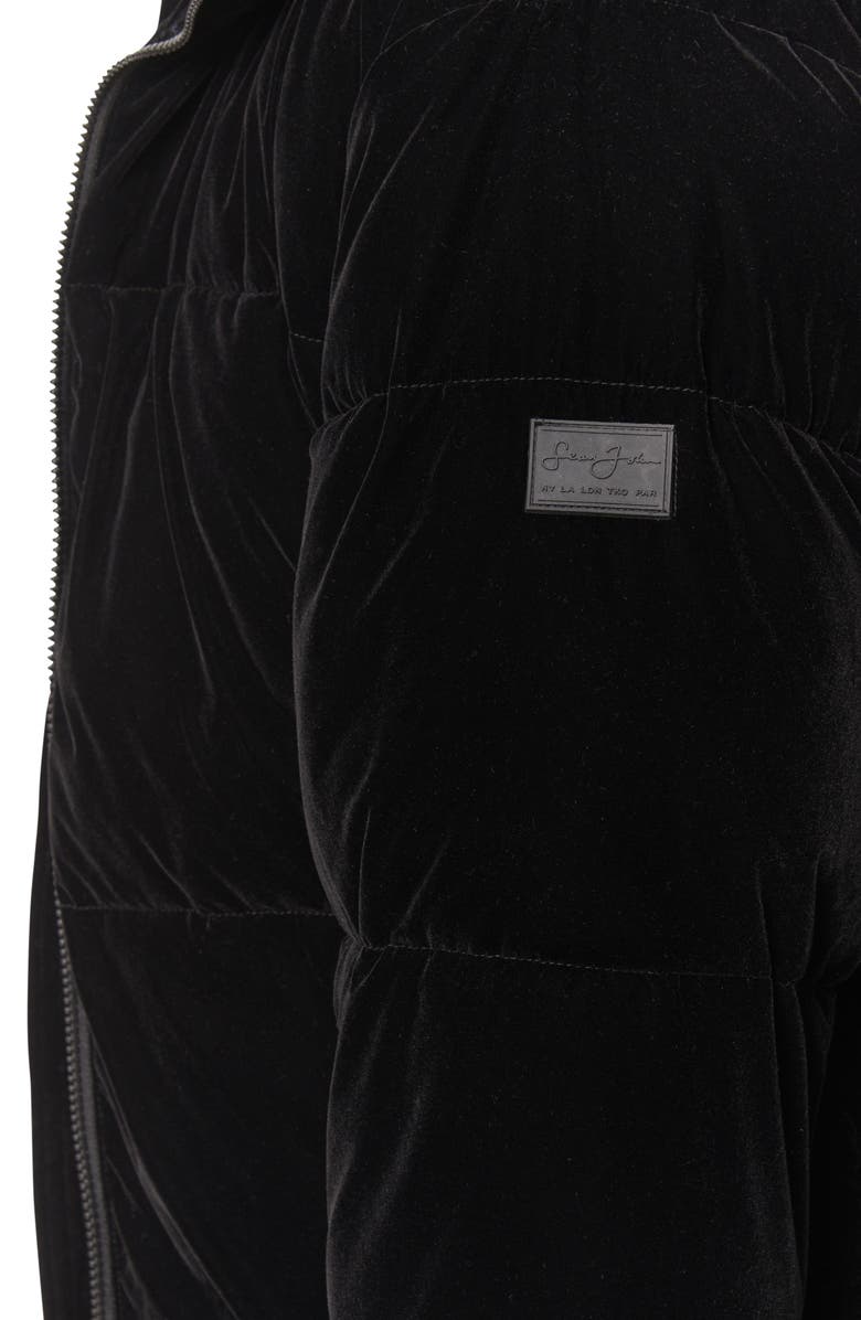 Sean John Hooded Velvet Puffer Jacket, Alternate, color,
