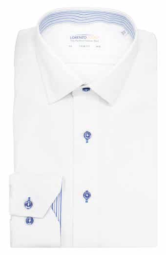 Lorenzo Uomo Trim Fit Textured Herringbone Dress Shirt