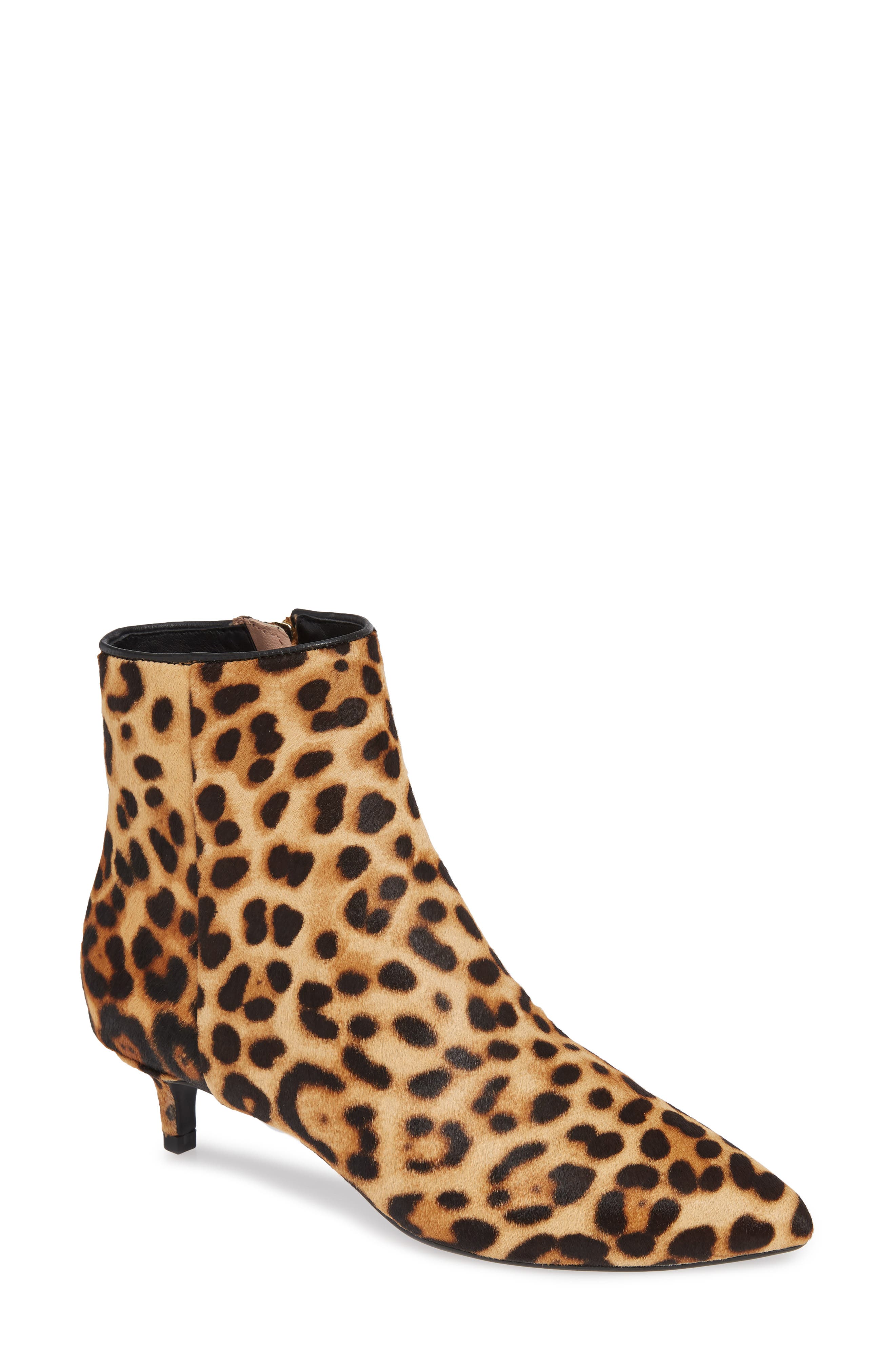 Nora Genuine Calf Hair Bootie, Main, color, LEOPARD CALF HAIR