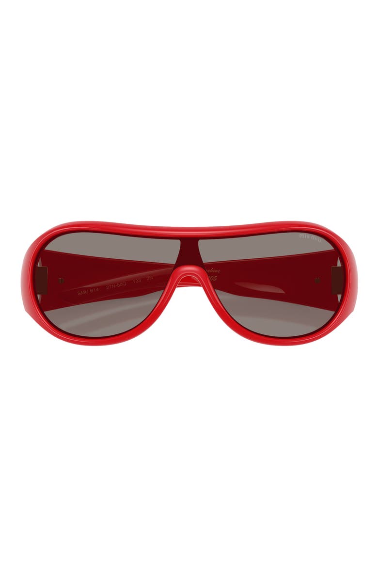 Runway Irregular Sunglasses, Alternate, color, RED / DARK GREY