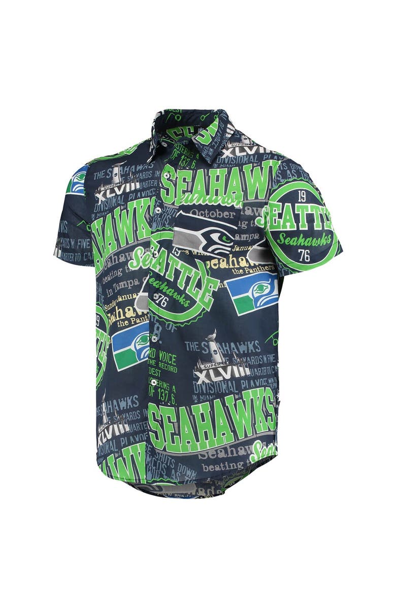 FOCO Men's FOCO College Navy Seattle Seahawks Thematic Button-Up Shirt, Alternate, color,