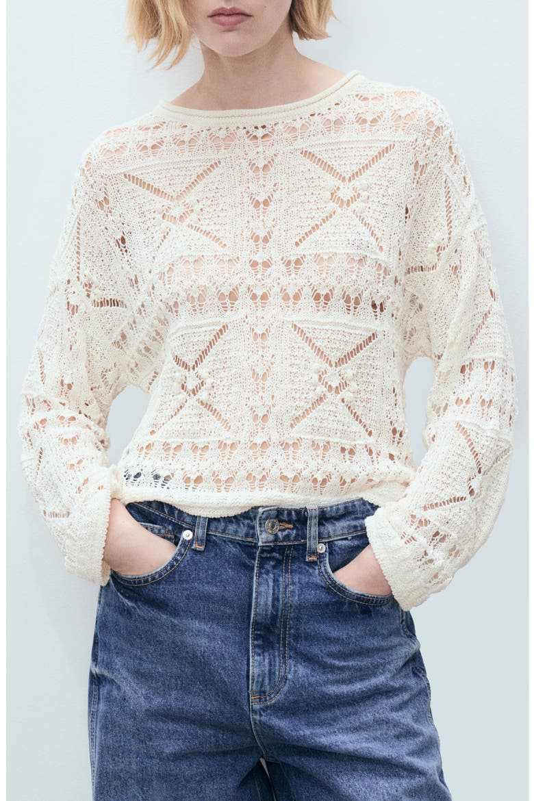 Openwork Sweater, Main, color, ECRU