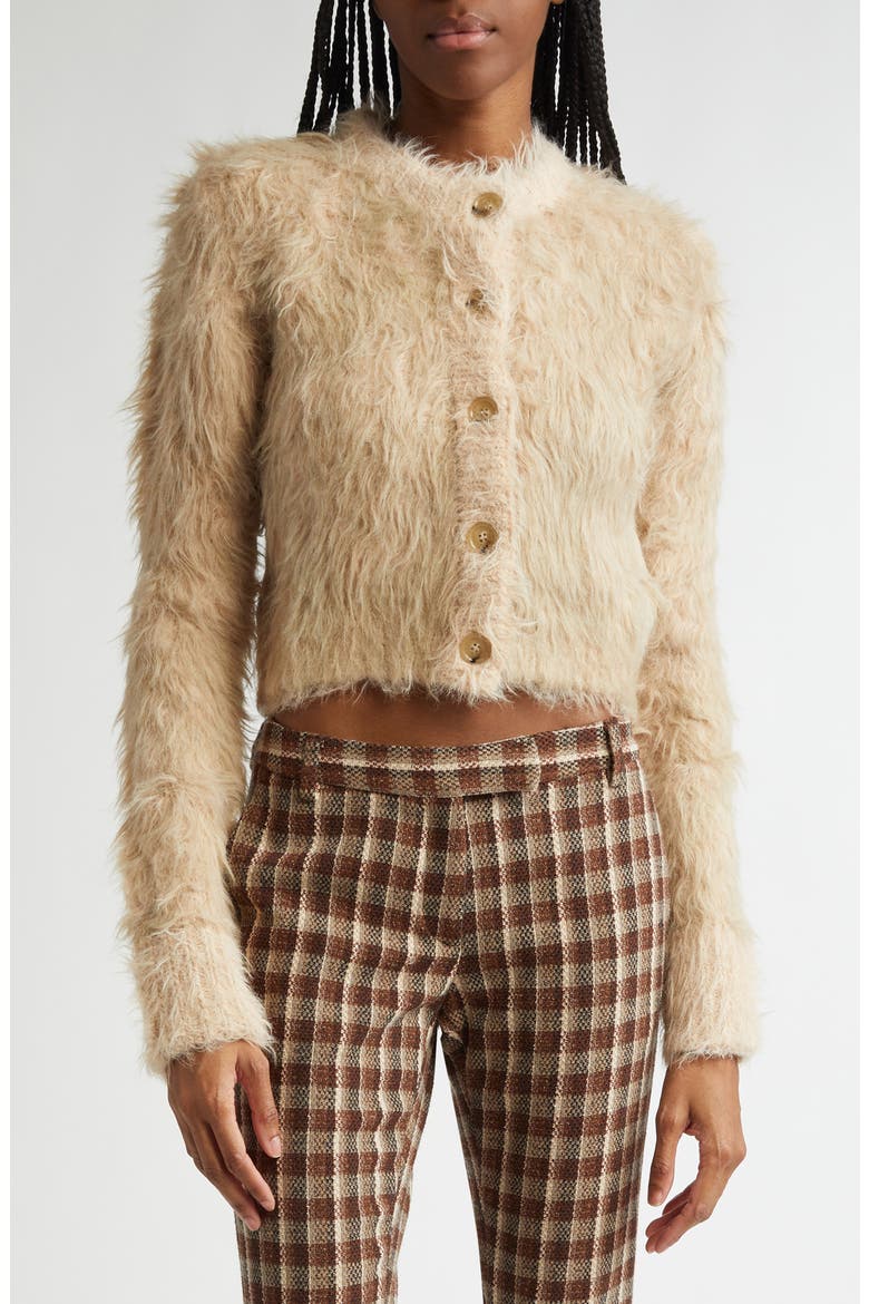 Kradi Fuzzy Crop Cardigan, Main, color, BEIGE AEK