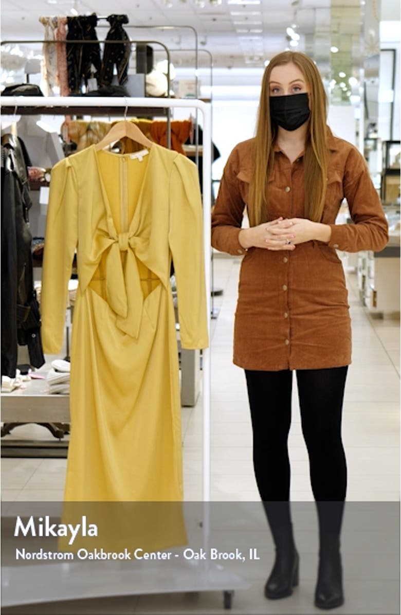 Poppy Tie Front Long Sleeve Cutout Midi Dress, sales video thumbnail