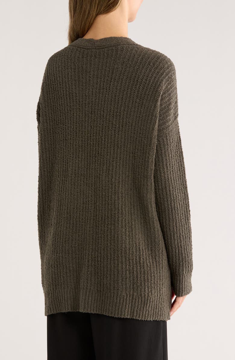Eileen Fisher Ribbed Boyfriend Cardigan, Alternate, color, Grove