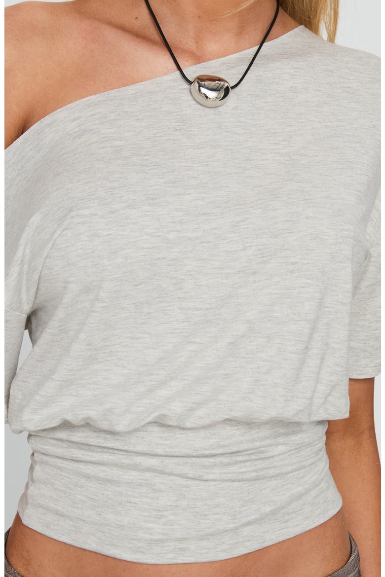 Ashlinn Off the Shoulder Drapey Crop Top, Alternate, color, GREY