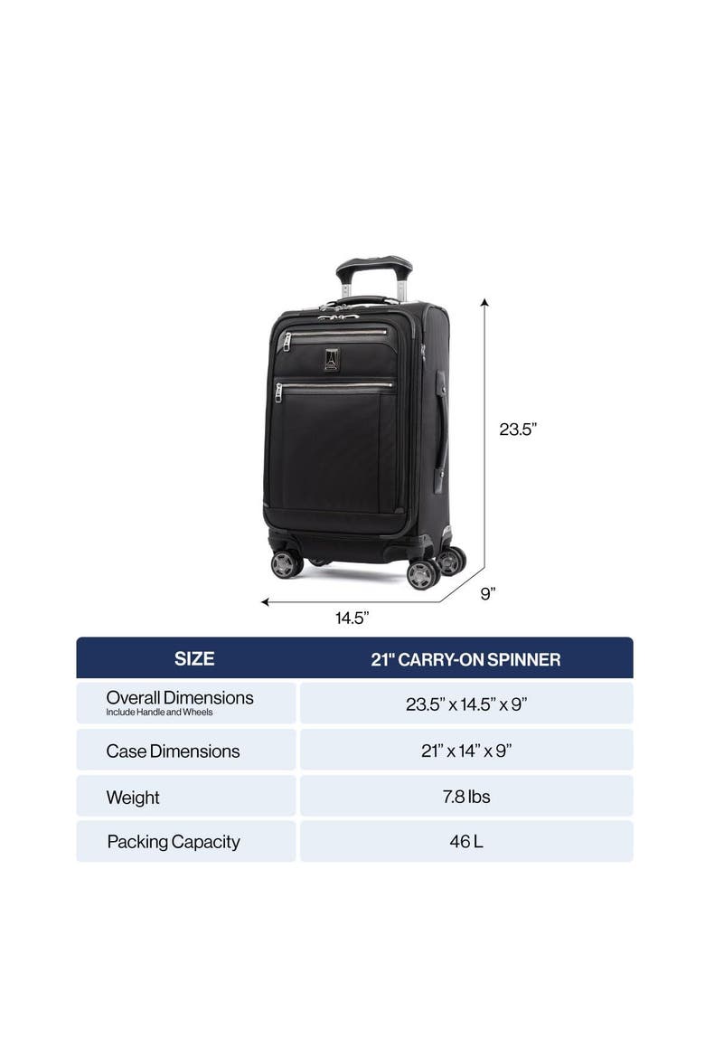 Platinum Elite Softside Expandable 21" Carry On Spinner Luggage, Alternate, color, True Navy Blue