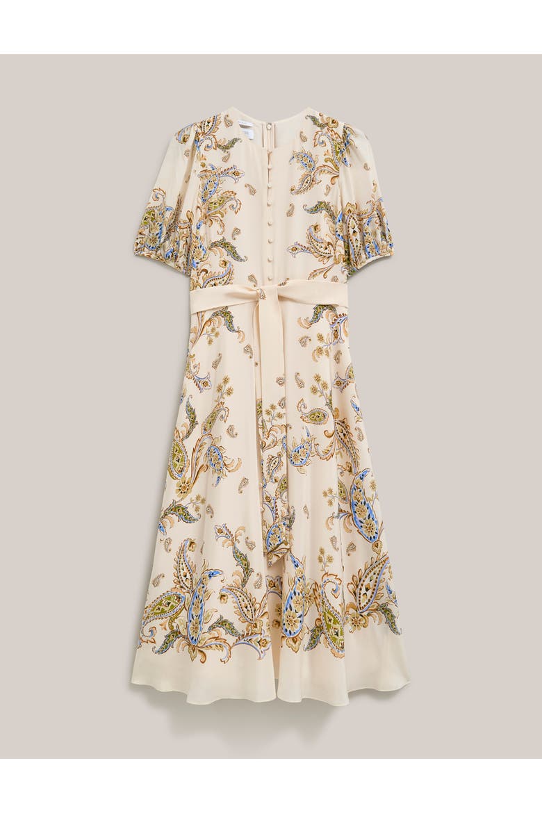 Alma Silk Printed Midi Dress, Alternate, color, Cream Multi