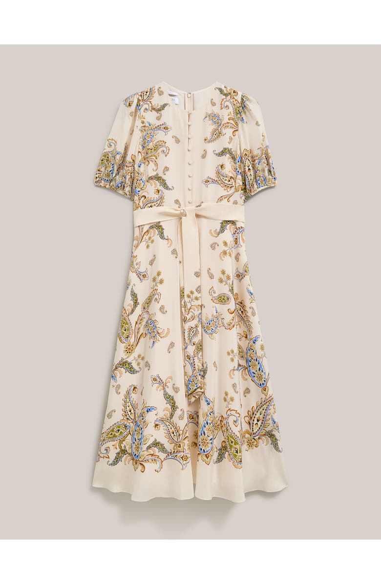 HOBBS LONDON Alma Silk Printed Midi Dress, Alternate, color, Cream Multi