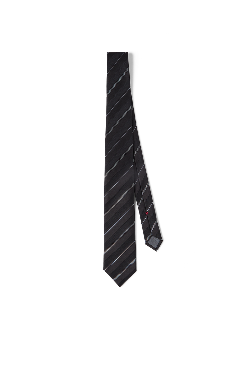 Striped silk necktie, Main, color, Black