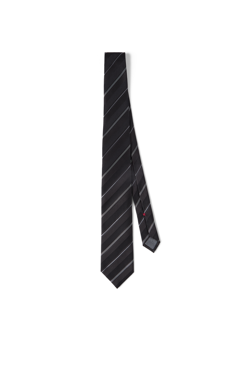 Brunello Cucinelli Striped silk necktie, Main, color, Black