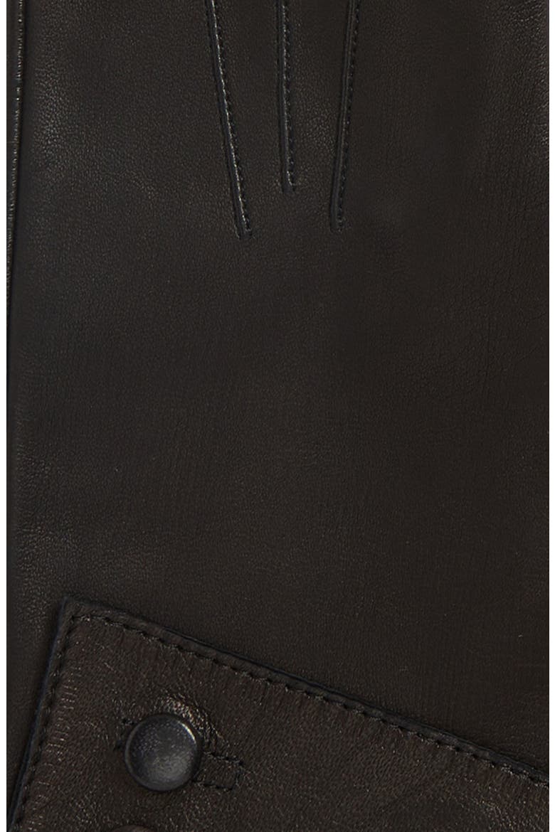 Gwyneth Button Cuff Leather Gloves, Alternate, color, BLACK
