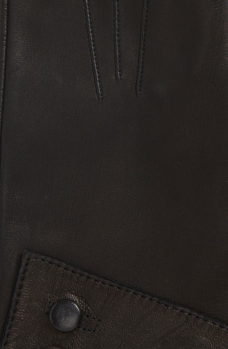 Paula Rowan Gwyneth Button Cuff Leather Gloves, Alternate, color, Black