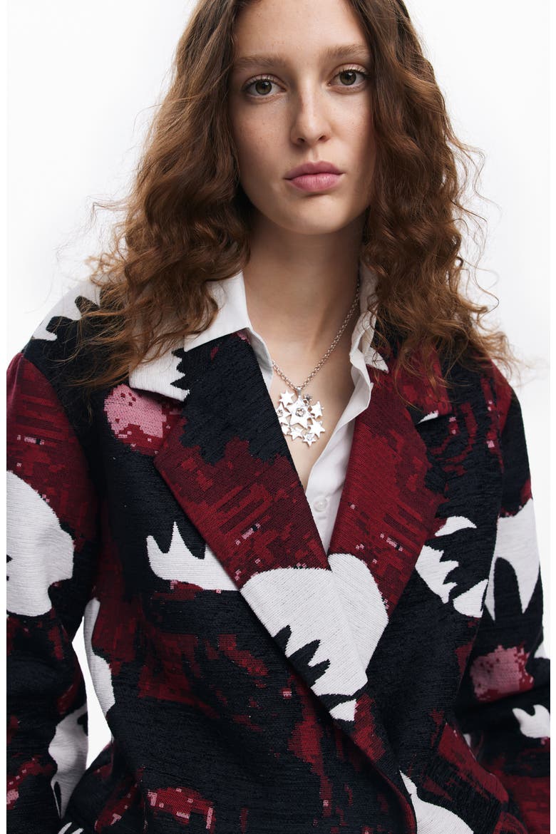 Daisy Jacquard Blazer, Alternate, color, RED