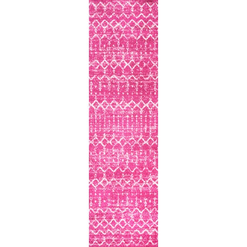 Jonathan Y Moroccan Hype Boho Vintage Diamond Area Rug In Fuchsia/ivory