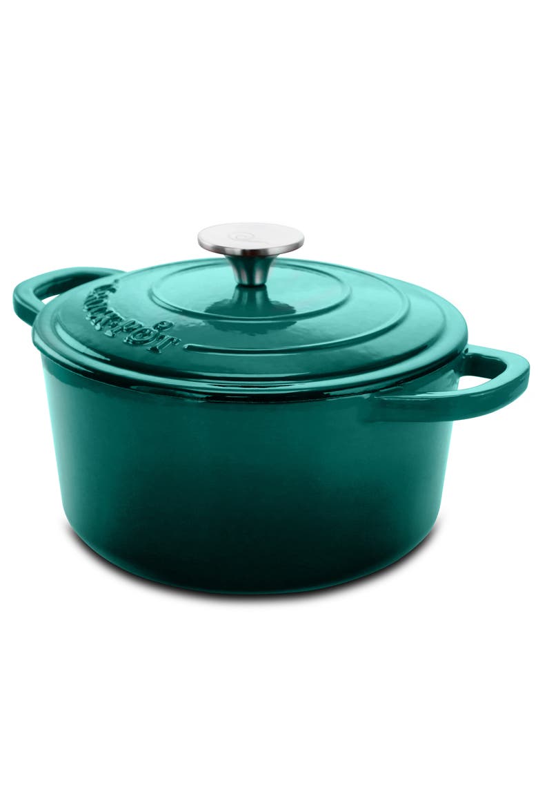 3 Quart Enameled Cast Iron Casserole with Lid, Main, color, Blue
