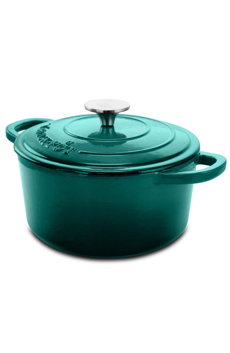 Crock-pot 3 Quart Enameled Cast Iron Casserole with Lid, Main, color, Blue