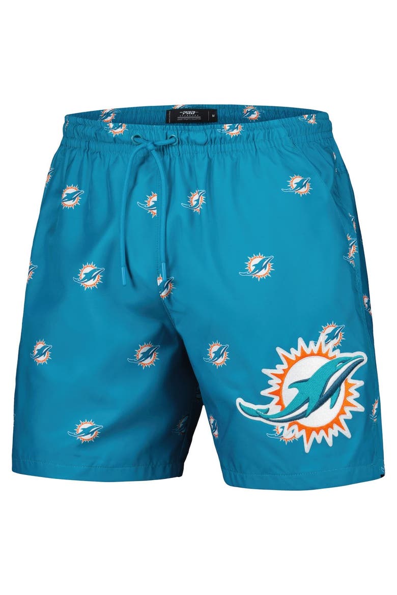 Men's Pro Standard Aqua Miami Dolphins Allover Print Mini Logo Shorts, Alternate, color, Aqua